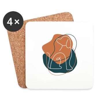 Dogline, brown and green - Coasters (set of 4) - white - Front