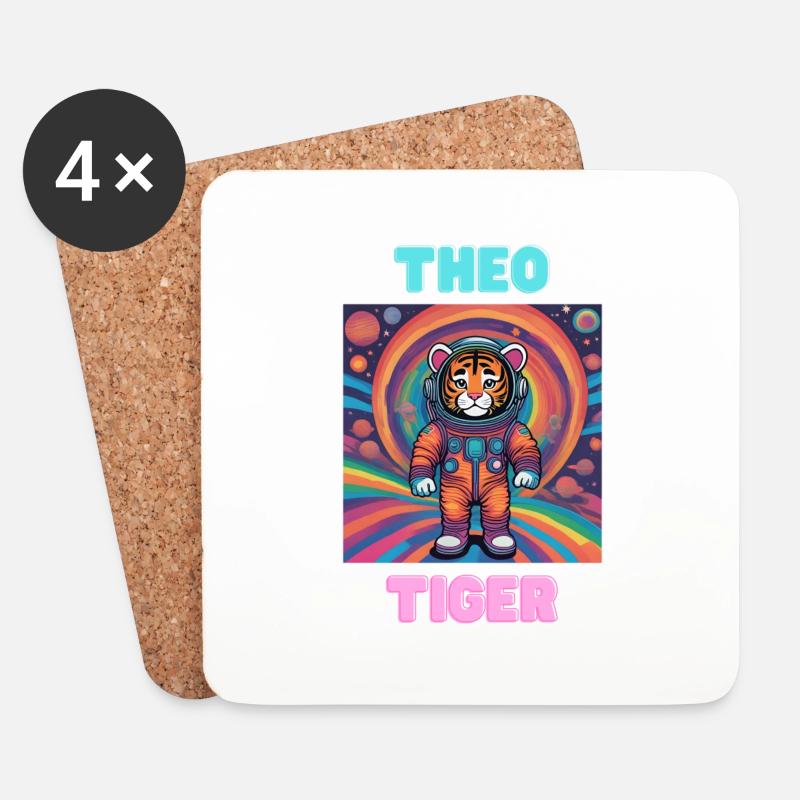 Theo Tiger - Untersetzer (4er-Set) - Weiß