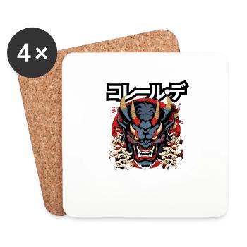 Le Masque du Démon Japonais - Dessous de verre (lot de 4) - blanc - Devant