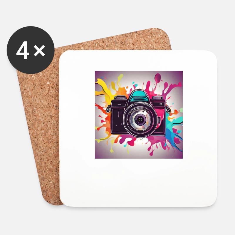 Kamera bunt - Untersetzer (4er-Set) - Weiß