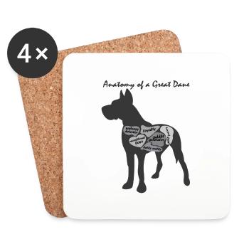 ANATOMY OF A GREAT DANE - Coasters (set of 4) - white - Front