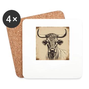 Vintage Cow - Coasters (set of 4) - white - Front