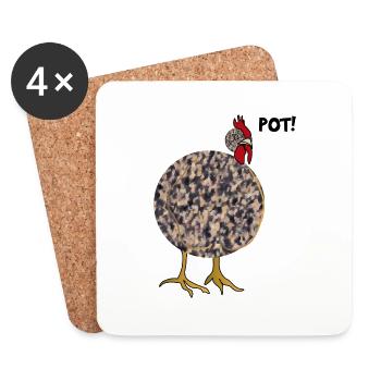 Pot Rattle Hen! - Coasters (set of 4) - white - Front