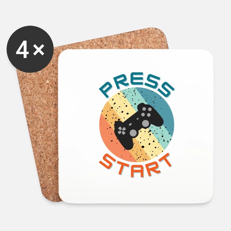 Play a Game and press start - Untersetzer (4er-Set) - Weiß