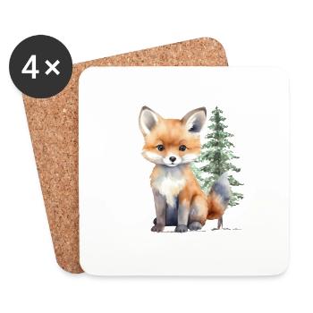 Renard dans la forêt - Dessous de verre (lot de 4) - blanc - Devant