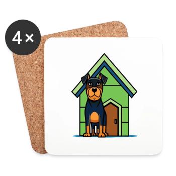 Serious Rottweiler Guarding House - Coasters (set of 4) - white - Front