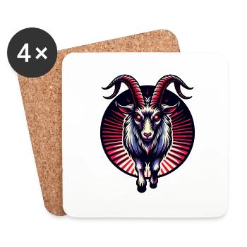 Conception de ferme d’amant des animaux de chèvre maléfique - Dessous de verre (lot de 4) - blanc - Devant