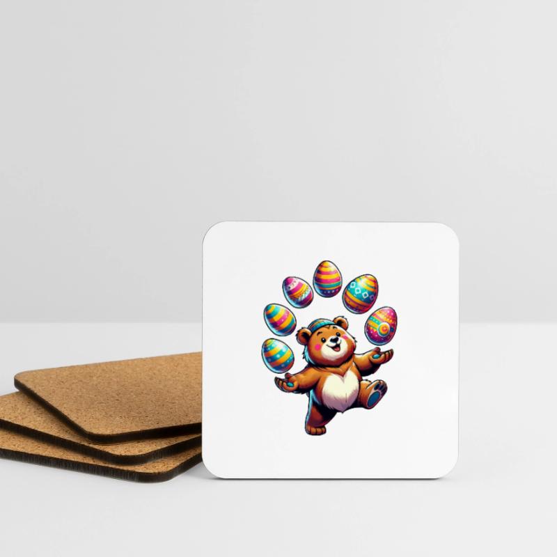 Easter Bear Juggling Easter Eggs: Sweets Coasters (set of 4)