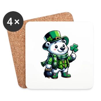 Conception de bande dessinée d’ours polaire de Saint-Patrick - Dessous de verre (lot de 4) - blanc - Devant