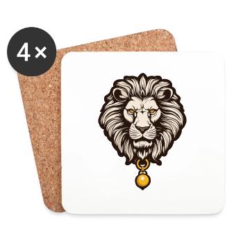 Tête de Lion / Heurtoir de porte / Cloche / Antique / Ancien - Dessous de verre (lot de 4) - blanc - Devant