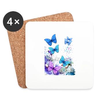 Papillons - Dessous de verre (lot de 4) - blanc - Devant