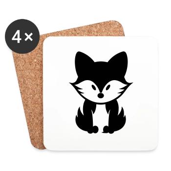 Renard - Dessous de verre (lot de 4) - blanc - Devant