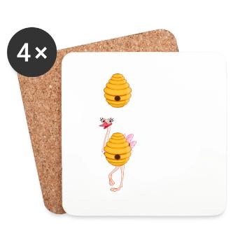 une ruche et autre ruche - Dessous de verre (lot de 4) - blanc - Devant