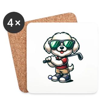 Bolonka Golfers Golf Course Dogs Owners - Coasters (set of 4) - white - Front