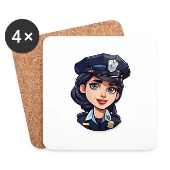 Police / Operations / Profession / Job / Emergency Forces - Coasters (set of 4) - white - Front