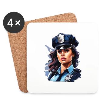 Police / Operations / Profession / Job / Emergency Forces - Coasters (set of 4) - white - Front