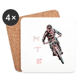 Downhill-Mountainbiken - Untersetzer (4er-Set) - Weiß - Vorne