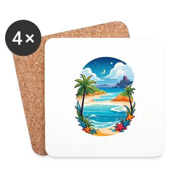 Beach Holidays Sun Sea - Coasters (set of 4) - white - Front