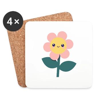 Fleur - Dessous de verre (lot de 4) - blanc - Devant