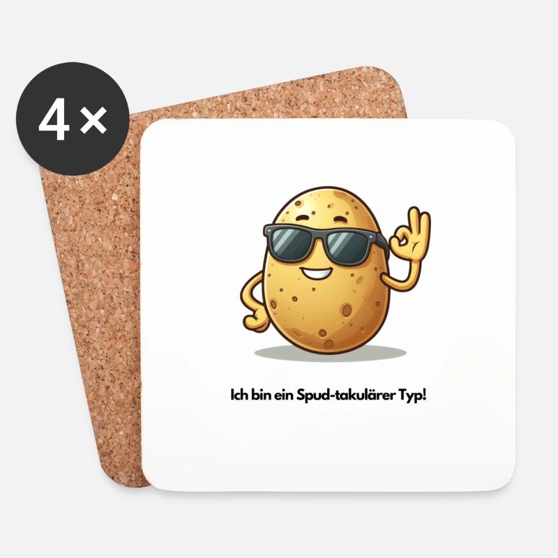 Kartoffel-Komik - Untersetzer (4er-Set) - Weiß