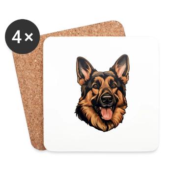 Deutscher Schäferhund Kopf - Untersetzer (4er-Set) - Weiß - Vorne