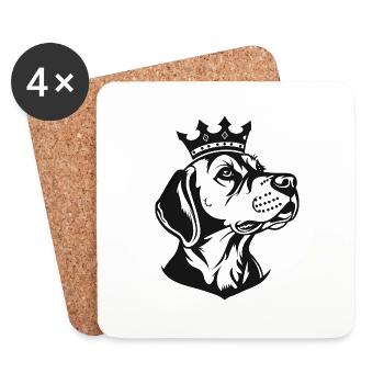 Dog with crown side - Coasters (set of 4) - white - Front