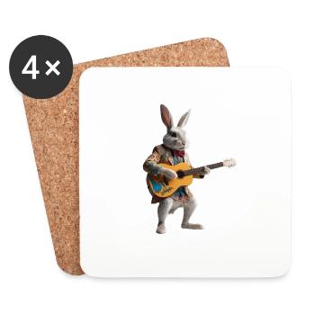 Rabbit Gitarre - Untersetzer (4er-Set) - Weiß - Vorne