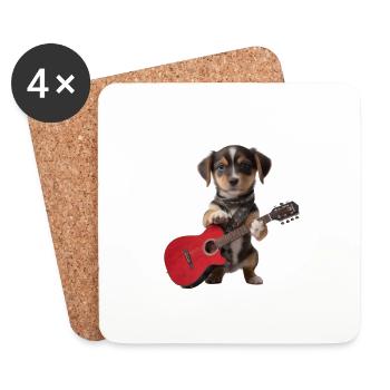 Dog Puppy Gitarre - Untersetzer (4er-Set) - Weiß - Vorne