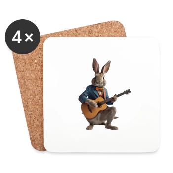 rabbit hare guitar - Coasters (set of 4) - white - Front