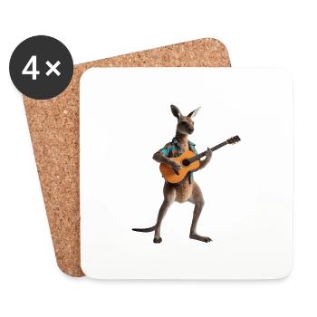 Känguru-Gitarre - Untersetzer (4er-Set) - Weiß - Vorne
