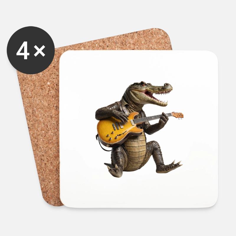 Krokodil-Gitarre - Untersetzer (4er-Set) - Weiß
