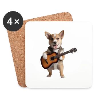 Puppy Dog Gitarre - Untersetzer (4er-Set) - Weiß - Vorne