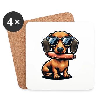 Dackel sind hungrige Hunde Jagdhund - Untersetzer (4er-Set) - Weiß - Vorne
