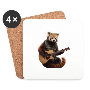 Red Panda Gitarre - Untersetzer (4er-Set) - Weiß - Vorne