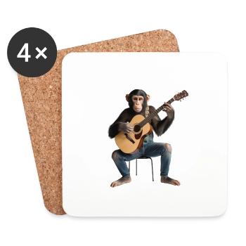 Monkey Gitarre - Untersetzer (4er-Set) - Weiß - Vorne
