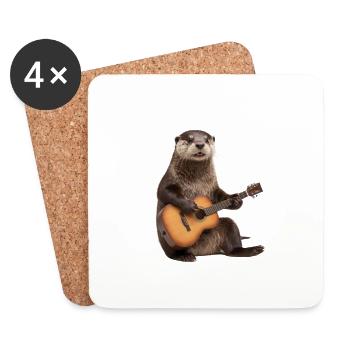 Murmeltier Gitarre Otter - Untersetzer (4er-Set) - Weiß - Vorne