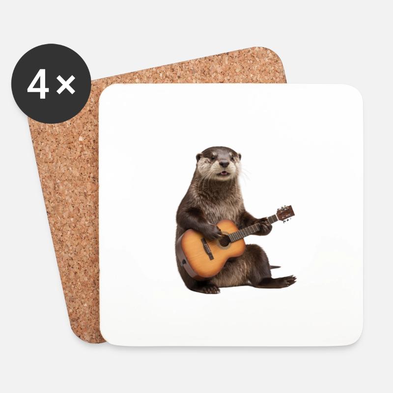 Murmeltier Gitarre Otter - Untersetzer (4er-Set) - Weiß