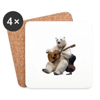 Weiße Polar Bear Gitarre - Untersetzer (4er-Set) - Weiß - Vorne