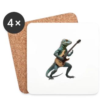 Lizard Geko Gitarre - Untersetzer (4er-Set) - Weiß - Vorne