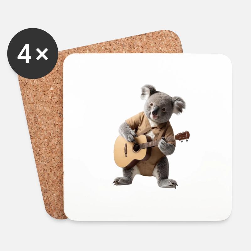 Koala Gitarre - Untersetzer (4er-Set) - Weiß
