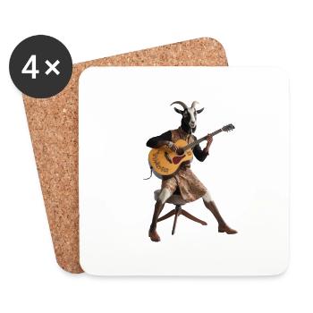 Ziegen-Gitarre - Untersetzer (4er-Set) - Weiß - Vorne