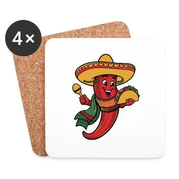 Piment 5 des mayo - Dessous de verre (lot de 4) - blanc - Devant