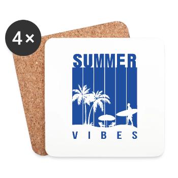 Sommer Illustration Sommer Blumenkunst Blume Meer - Untersetzer (4er-Set) - Weiß - Vorne