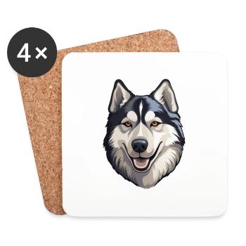 Siberian Husky - Untersetzer (4er-Set) - Weiß - Vorne
