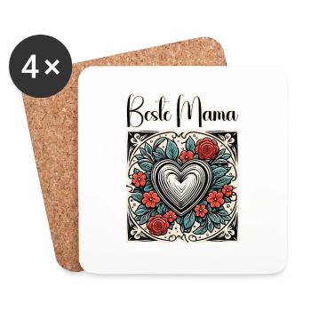 Heart / Mother's Day / Love / Holidays / Love - Coasters (set of 4) - white - Front
