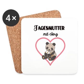 Tagesmutter Herz Beste Tagesmama Betreuerin Danke - Untersetzer (4er-Set) - Weiß - Vorne