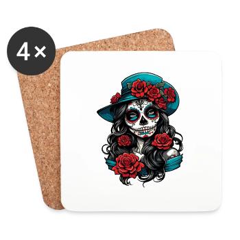 La Catrina / Dia de Muertos / Tattoo /Kultur - Untersetzer (4er-Set) - Weiß - Vorne