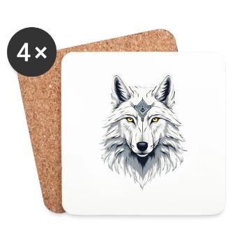 Weißer wilder Wolf - Untersetzer (4er-Set) - Weiß - Vorne