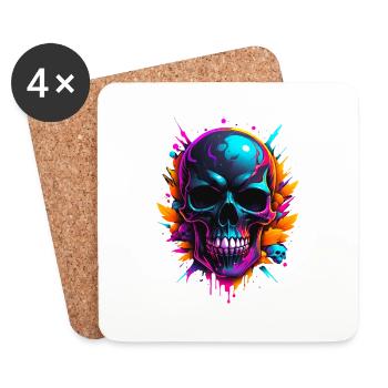 Skull - Untersetzer (4er-Set) - Weiß - Vorne
