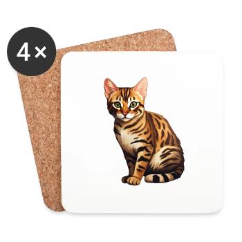 Bengal Cat - Coasters (set of 4) - white - Front
